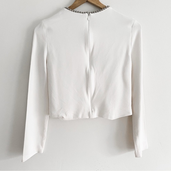 Alexander Wang White Long Sleeve Embellished Neck Top – Size 4 - Picture 10 of 11